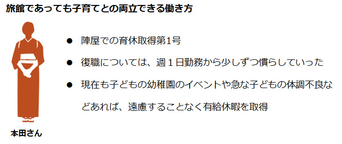 旅館であっても子育てとの両立できる働き方